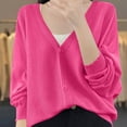 thumbnail image 2 of Rggeeun Cardigan Sweaters for Women Fall Cardigans Button Down Knit Tops V Neck Long Sleeve Soft Clothes Office Wear Elegant,Pink,2XL, 2 of 3