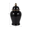 thumbnail image 4 of Ceramic Temple Jar with Lid for Living Room Decor - Contemporary Flower Vase for Bedroom, Home Styling, and Kitchen Counter - Sculpted House Accent for Office and Table Decor - 18", Black & Gold, 4 of 13