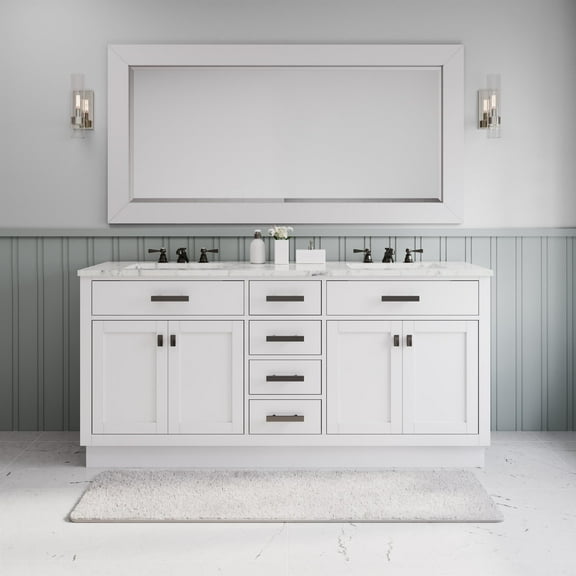 Water Creation Hartford 72" Double Sink Bath Vanity with Mirror in White