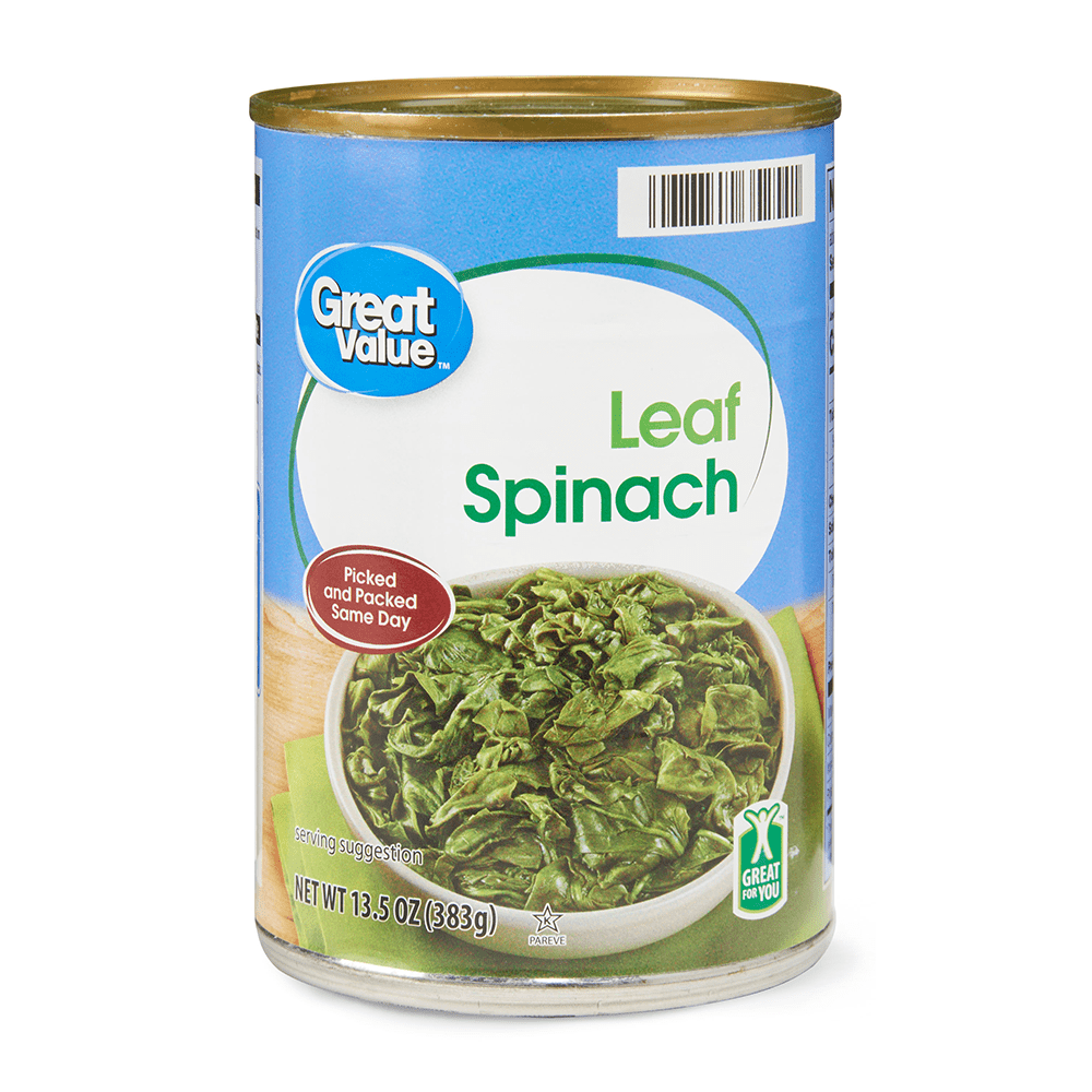 Great Value Canned Leaf Spinach, 13.5 oz Can
