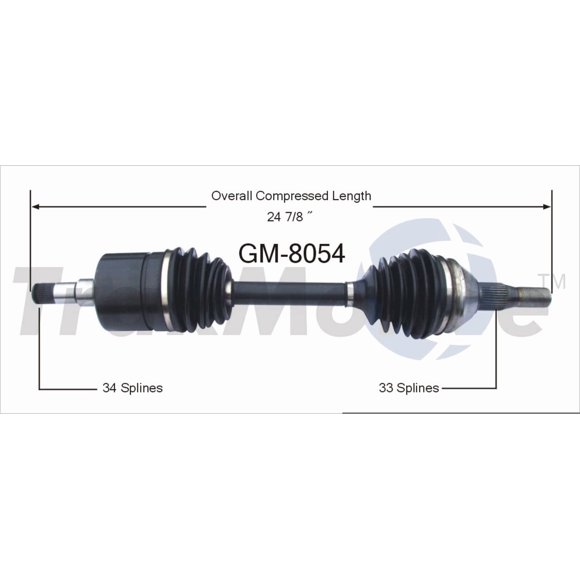 TrakMotive CV Axle Shaft GM-8054 Premium; OEM Replacement
