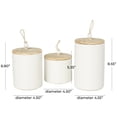 thumbnail image 4 of DecMode 9", 7", 5"H Cream Ceramic Spotted Textured Canisters with Brown Wood Lids and Beaded Accents, 3-Pieces, 4 of 13