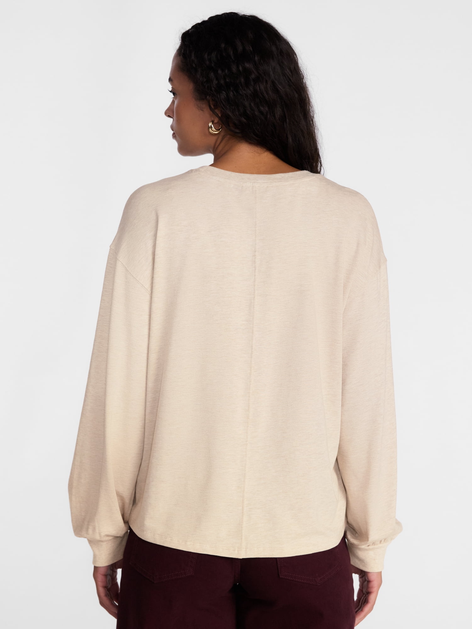 Scenario Women's Oversized Tee with Long Sleeves, Sizes XS-XXXL