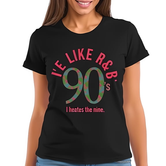 90's R&B Graphic Cotton Short Sleeve T-Shirt - Playful Patterned Design with Fun Tagline " I've Like R&B "