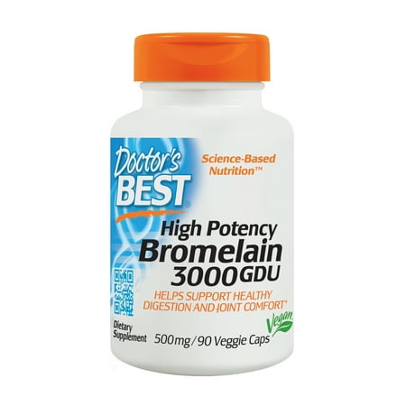- Doctor's Best High Potency Bromelain 3000 GDU, Non-GMO, Gluten Free, Joint Support, 90 Veggie Caps
