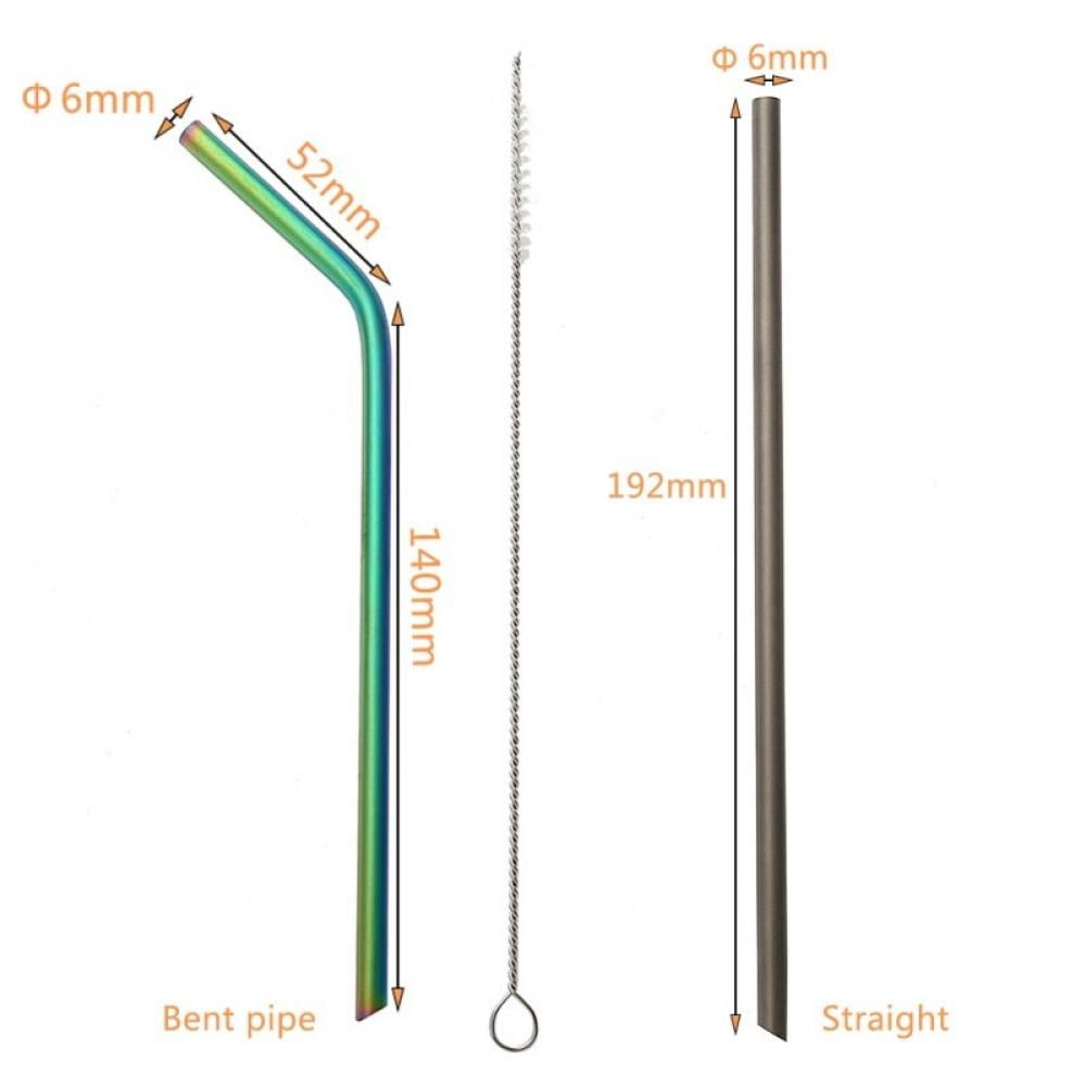 Cleaning Brush Straight/Bent Type Strong Pure Titanium Drinking Straw 6mm 