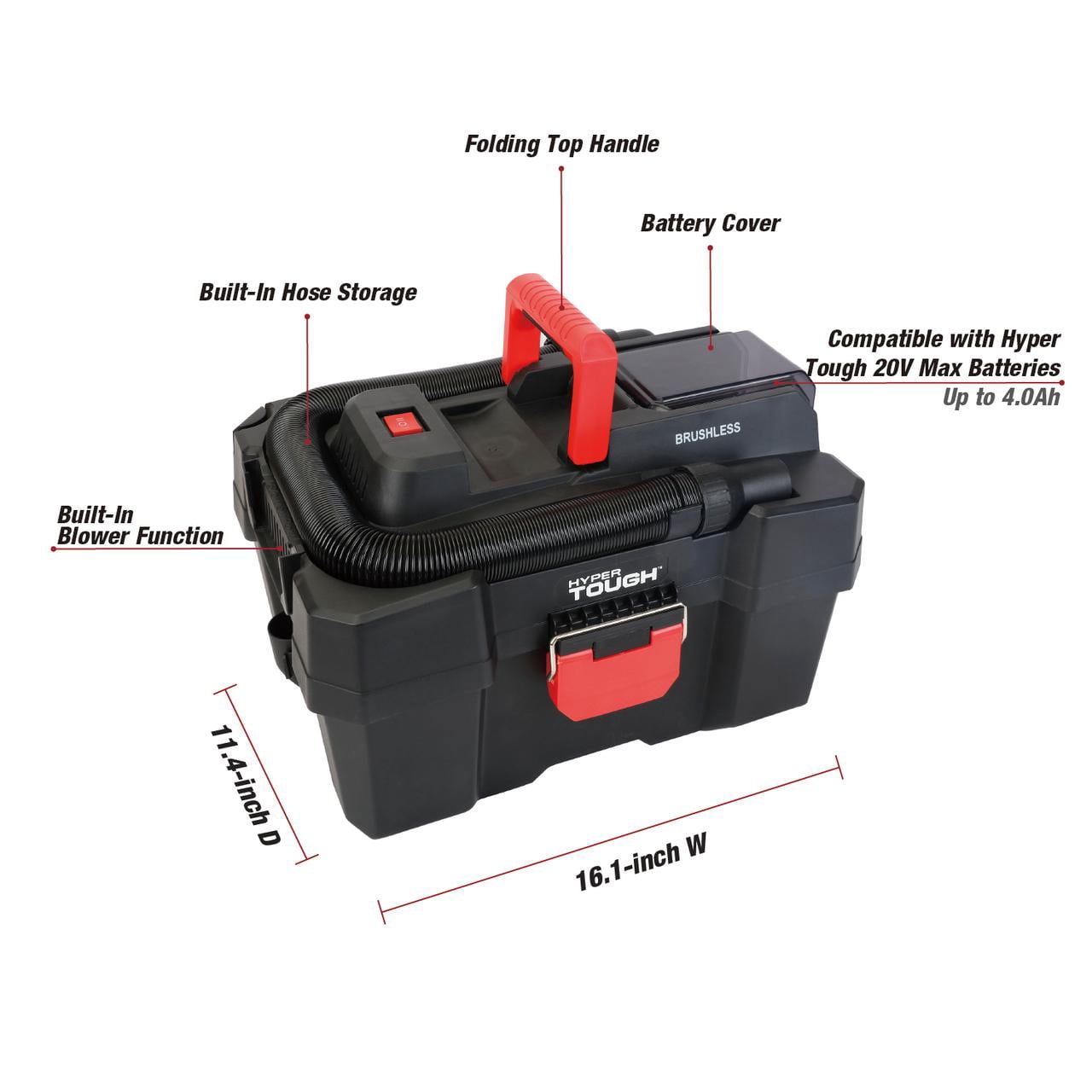 Hyper Tough 20V 3-gallon Wet Dry Vacuum Bare Tool
