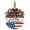 Stars & Stripes Design, variant on 3D God Bless America Patriotic Wooden Door Hanger, 12 in Round Front Door Sign with Bow & Greenery, 4th of July Memorial Day Porch Wall Decor, Two-Tone Rustic Woodgrain Style