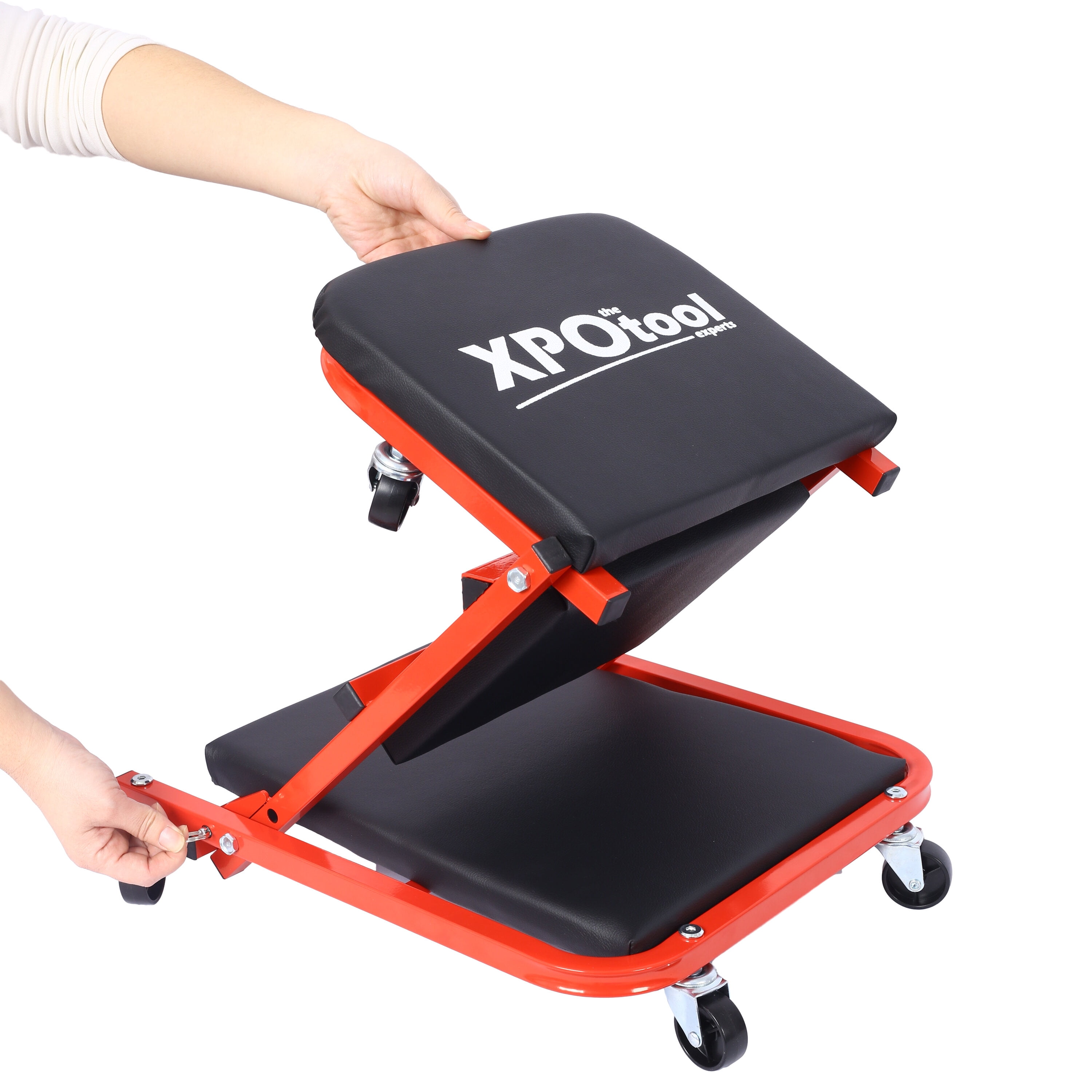 , Mechanic Creeper, Garage Gift, 36" Z Creeper Seat, 2 in 1 Mechanic Gifts, 300 lbs Capacity, Low Profile Creeper with 6 pcs Wheels in Garage/Shop for Fathers Day Tool Gift ,red color, Red ,Steel ,