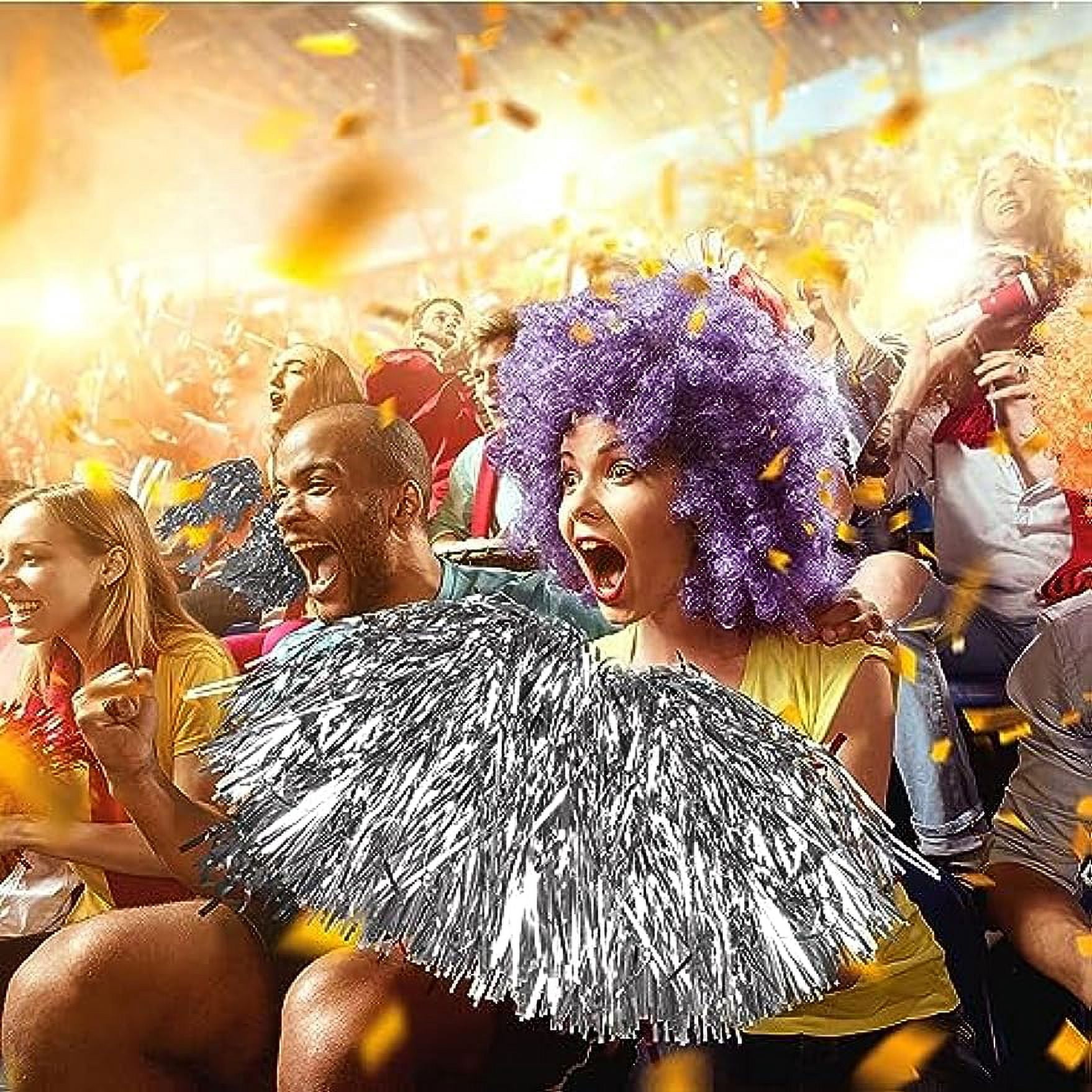 LINLIN 12 Pcs Cheerleading Pom Poms Dance Cheer Poms Metallic Foil Cheerleading Pom Poms Cheerleader Pompoms Cheer for Kids Adults Ball Dance Sports Team Spirit Cheering Fancy Dress Night Party
