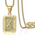 thumbnail image 1 of Collar con colgante de letra inicial AZ de acero inoxidable chapado en oro amarillo y cadena tipo caja, 1 of 5