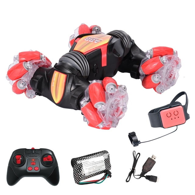 Fridja RC Car 4WD Radio Control Stunt Car Gesture Induction Twisting Off-Road Vehicle LED Light Climb Crawler Cars