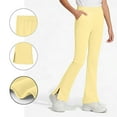 thumbnail image 4 of Xyant Legging for Girls High Waist Bell Bottoms for Kids Yoga Dance Flare Pants with Pockets (Yellow,15-16 Years), 4 of 4