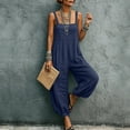 thumbnail image 2 of Miluxas Women's Sleeveless Jumpsuits Loose Wide Leg Harem Overalls with Pockets Lightweight Casual Rompers for Summer Beach Vacation Navy, 2 of 8