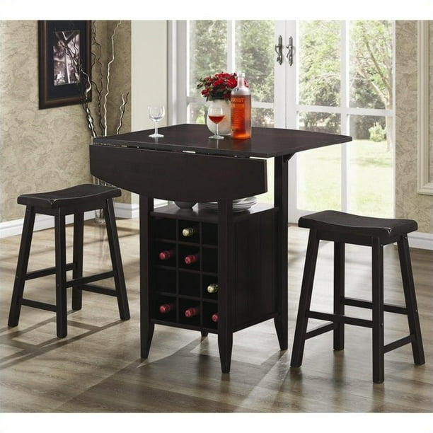 Coaster 3 Piece Drop Leaf Bar Table And, Bar Top Table And Stools