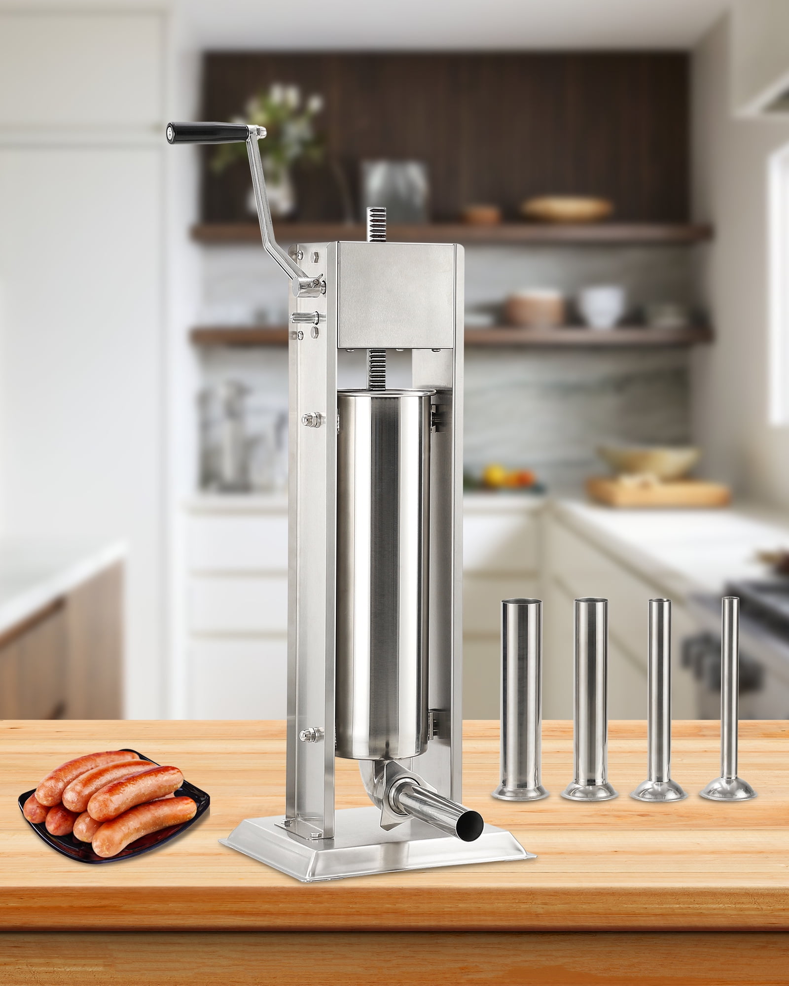 ROVSUN 24.3lbs/15l Electric Sausage Stuffer, Adjustable Speed Stainless Steel Sausage Maker Meat Stuffer, Heavy Duty Vertical Electric Stuffer Sausage