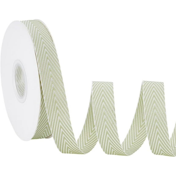 20 Yards Craft Striped Ribbon 0.6 Inch Wide Polycotton Ribbon Green White Striped Cotton Webbing Twill Tape Herringbone Tape