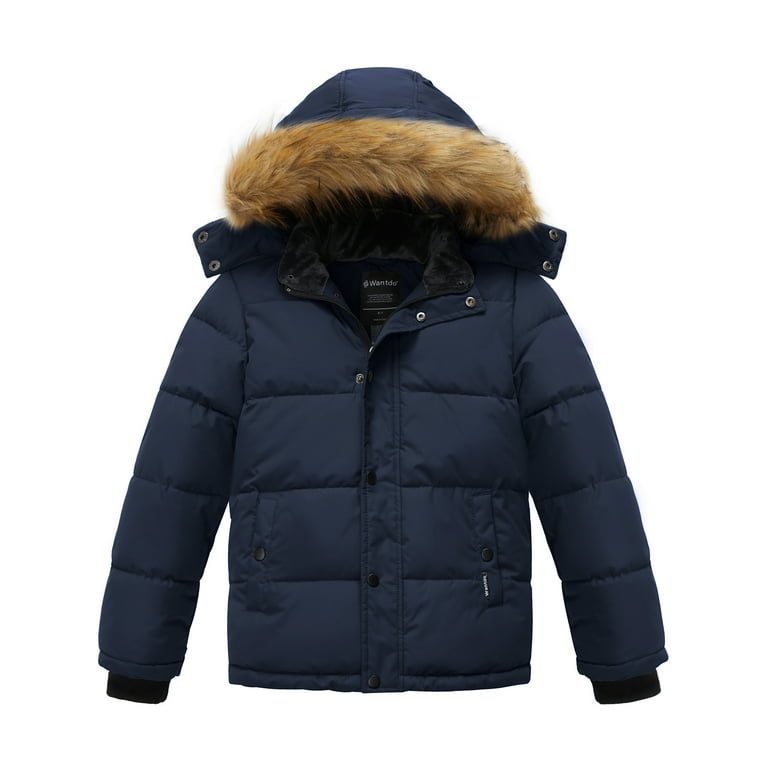 Wantdo Boy's Puffer Coat Warm Puffer Jacket Water-Resistant Outerwear Coat  Navy 6/7