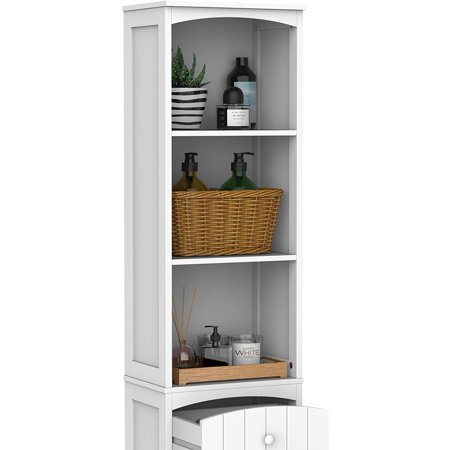 67 Inch Tall Wooden Bathroom Cabinet Linen Tower Bath ...