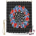 thumbnail image 2 of Independence Day Shower Curtain, 72" x 72", Red Blue Flower Black Plaid Bow Star Abstract Waterproof Bathroom Curtain Washable Shower Curtain Set with 12 Hooks, 2 of 9