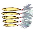 thumbnail image 1 of 5pcs Sequin Fishing Baits Reusable Efficient Sharp Hook Fake Bait With Treble Hooks Feather For Squid Bass, 1 of 9
