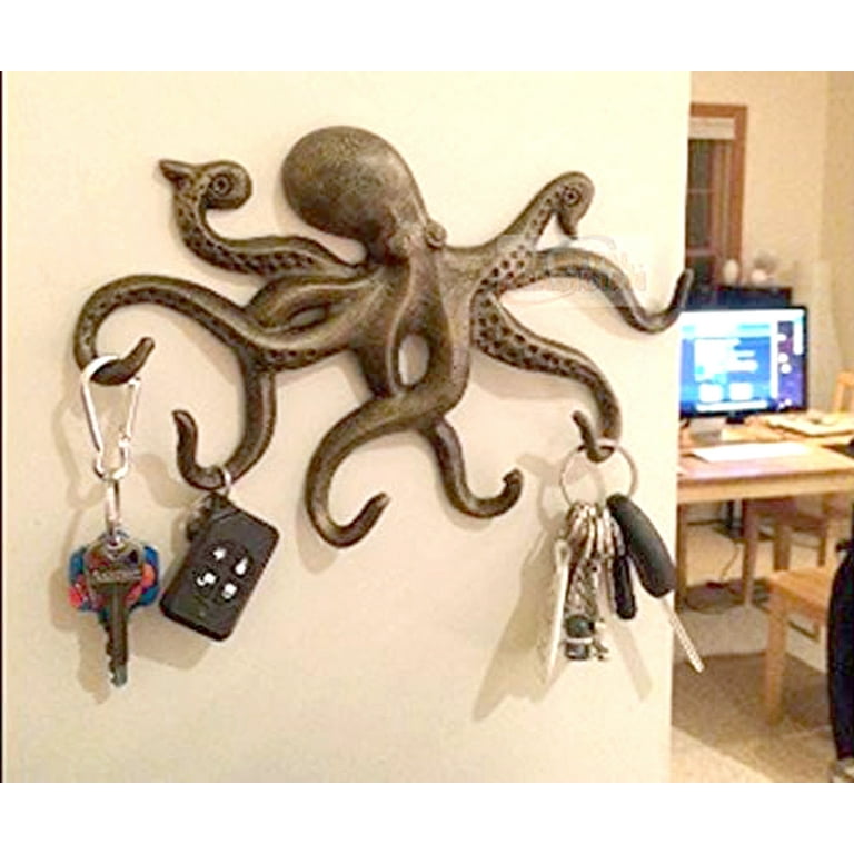 Swimming Octopus Wall Hooks for Hanging Rustic Decorative Hooks with 6 arms  Antique Look by The Metal Magician 