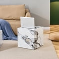 thumbnail image 3 of Modern white MDF cube coffee table - 15.75 inches - Stylish Texture Design - Modern Living Room, 3 of 16