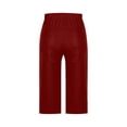 thumbnail image 4 of Women’s Faux Leather Capri Pants Elastic High Waist with Zipper & Button Closure, Loose Straight Wide Leg Cropped Trousers with Pockets Red, 4 of 9