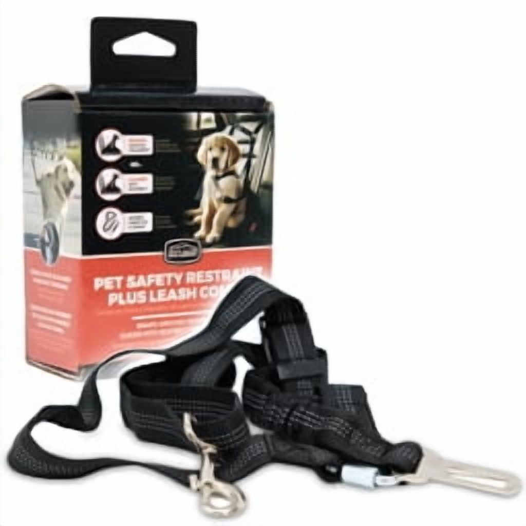 Pet Safety Restraint & Leash Combo - 2-in-1 Adjustable Car Seat Belt Harness with Walking Leash, Universal Fit, Travel Essential