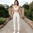 thumbnail image 4 of Women's High Waist Seamless Active Leggings with Elastic Waistband and Comfortable Stretch Fabric - Small, White, 4 of 7