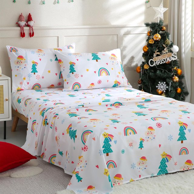 Pink Moon Unicorn Kids Sheet Set Full Piece Cute Printed Microfiber Bed Sheets for Girls Deep Pocket