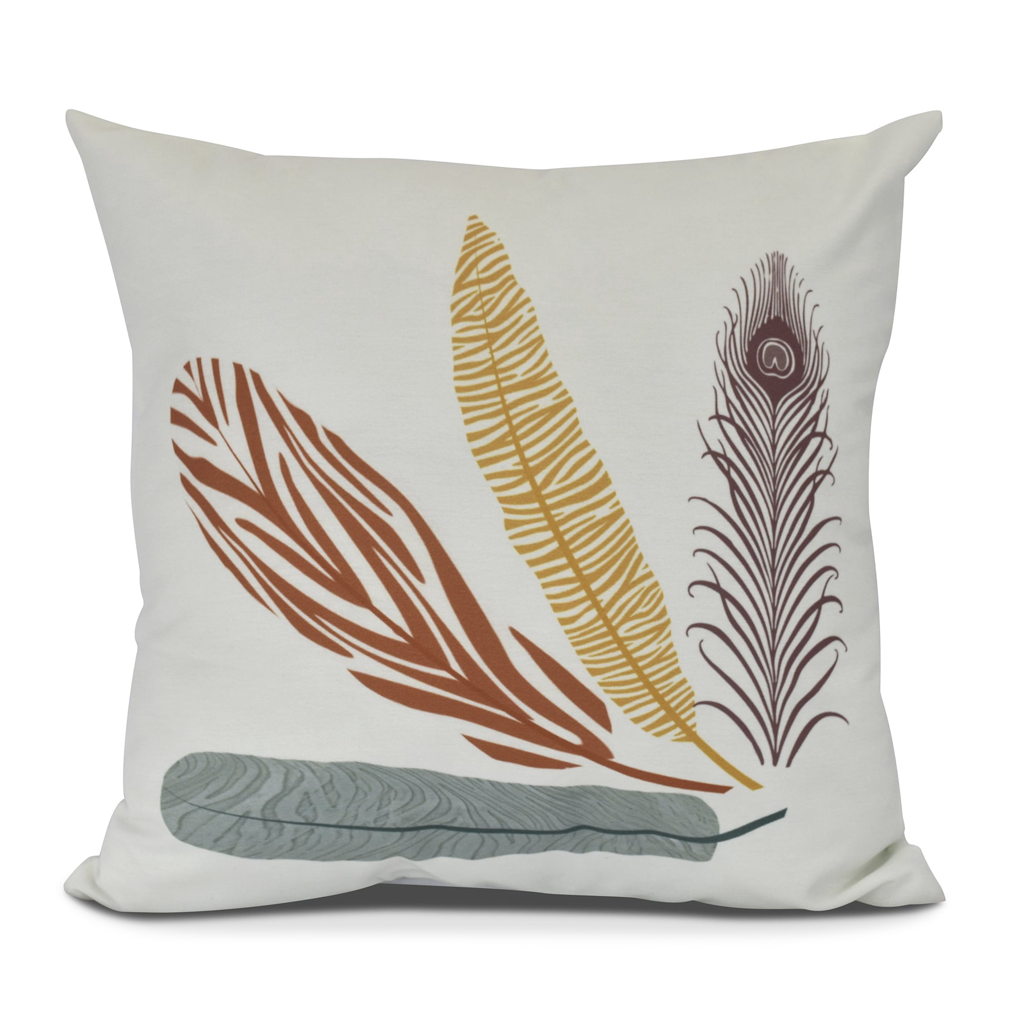 Feather Study Floral Print Pillow