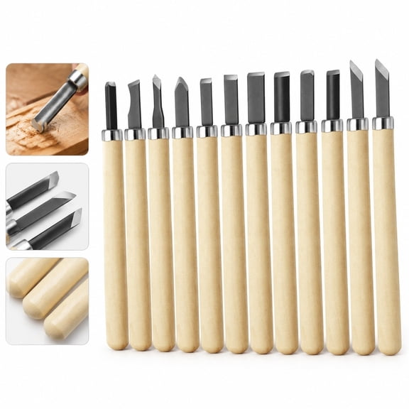 12pcs Wood Carving Chisel Set, Carbon Steel Power Grip Tools, Woodworking Kit for Wood Carving DIY Crafts