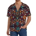thumbnail image 3 of Naloa Colorful Mexican2 Men's Loose Fit Cuban Collar Short-Sleeve Shirt with Button-down and Chest Pocket for Everyday Wear Outings - X-Large, 3 of 7