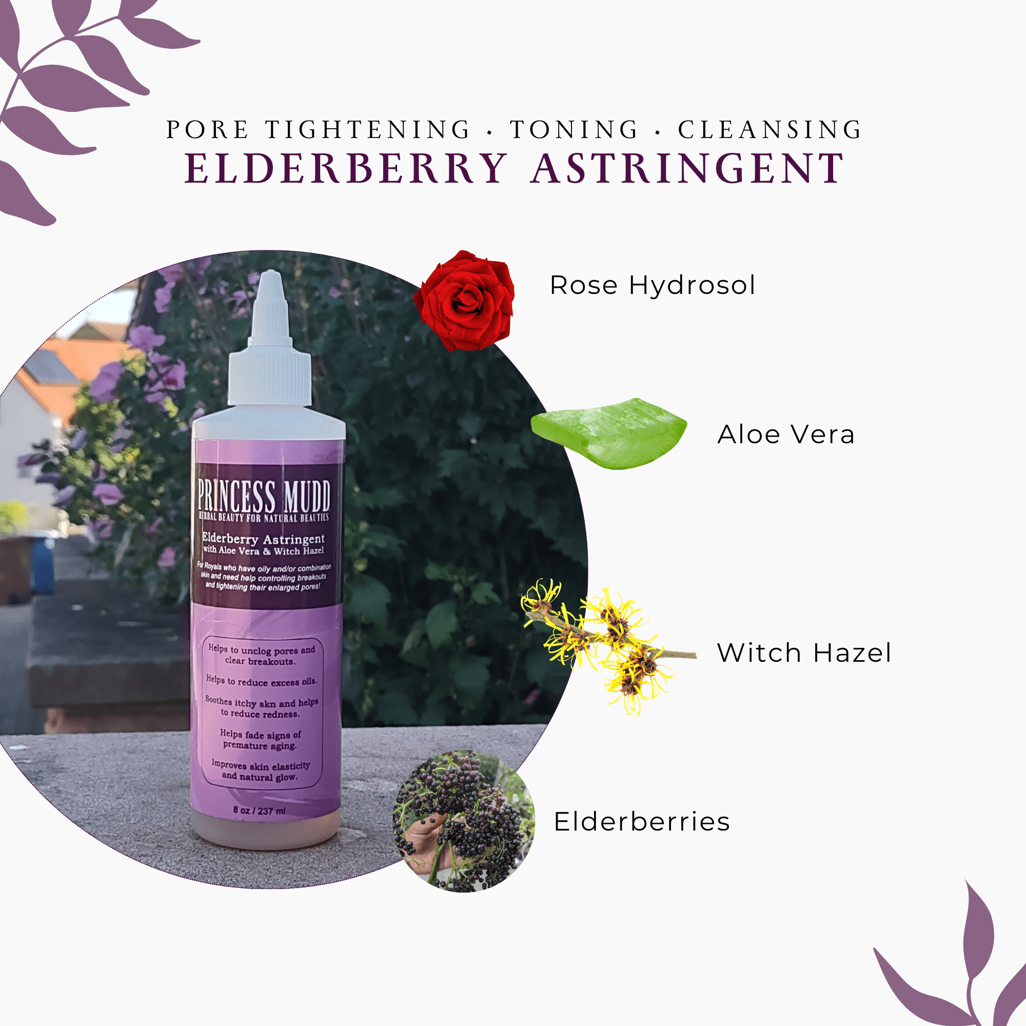 Princess Mudd Herbal Beauty Elderberry Toner, 8oz