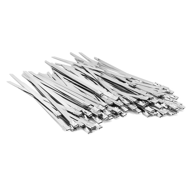 100 Bridas De Acero Inoxidable 304 De 9,8 Pulgadas, Bridas De Metal Con Cremallera, Bridas De Cables De Bloqueo Resistentes, Correa Para Envoltura De Escape, Garaje Al Aire Libre (9,8)