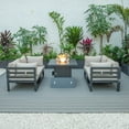 thumbnail image 3 of LeisureMod Chelsea 5-Piece Sectional Loveseat and Fireplace Set Black Aluminum with Cushions, 3 of 5