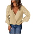 thumbnail image 2 of Pntutb Mujeres Casual Sólido Botones de tejer Hollow Out Manga larga Cuello en V Suéteres tops Pntutb Pntutb-4757, 2 of 8