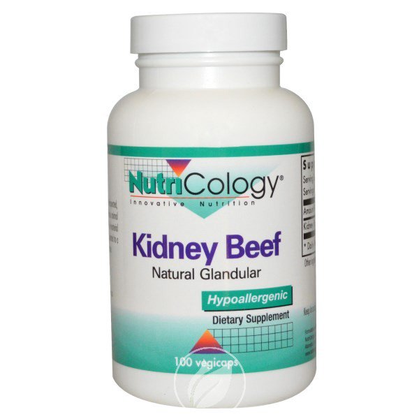 (4 Pack) Nutricology Kidney Beef Natural Glandular 100 Capsule