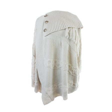 - Inc International Concepts Cream Mixed-Knit Fringed Wrap Sweater L-XL