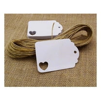 100 PCS Gift Tags/ Hang Tags with Free Strings, Scalloped Tag Style Color Rectangular With Heart Punched