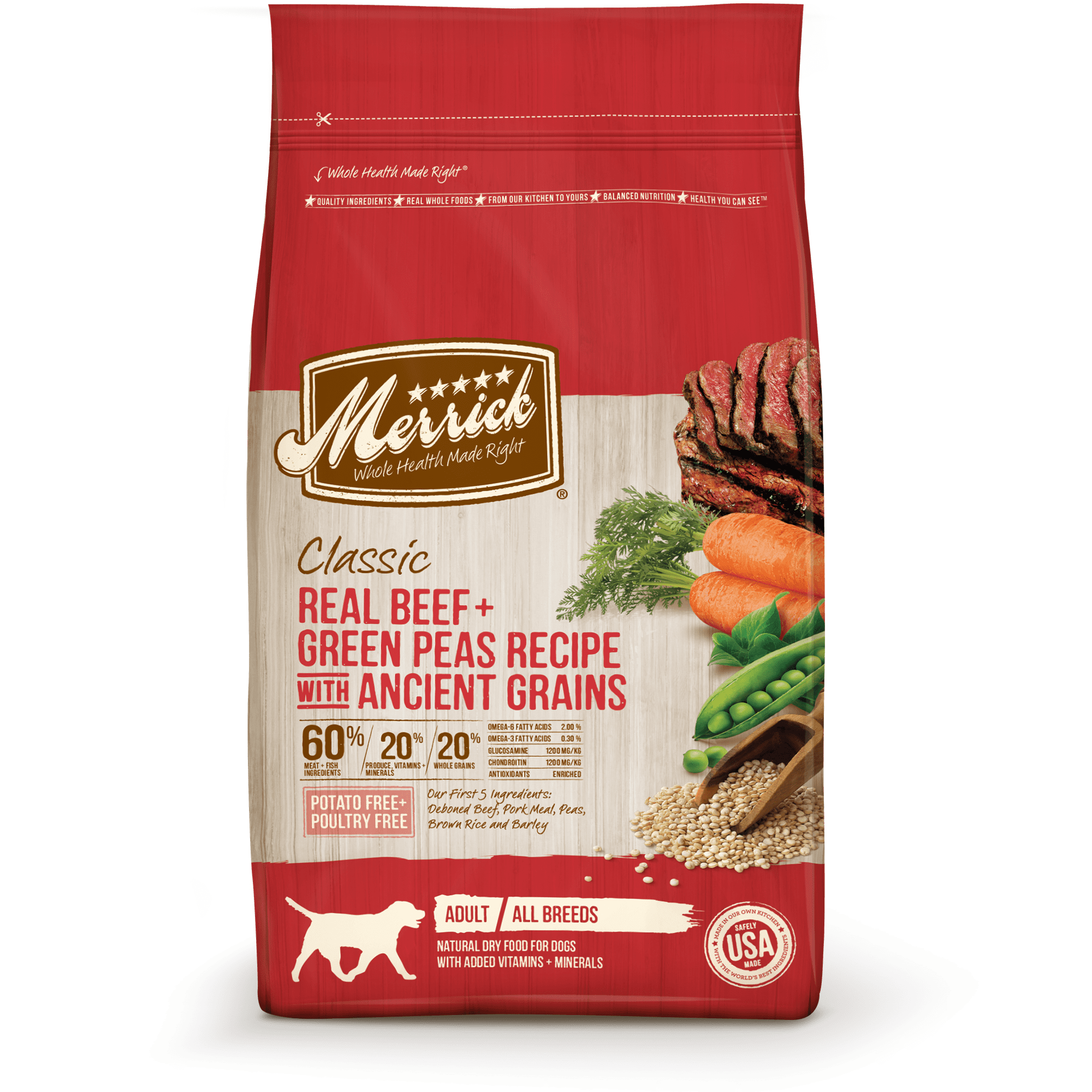 Merrick Classic Real Beef, Green Peas + Ancient Grains Dry