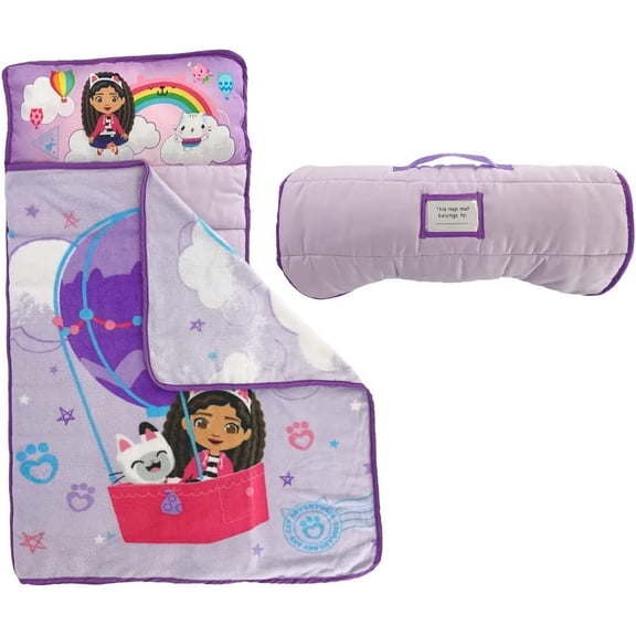 Gabby's Dollhouse Toddler Nap Mat with Pillow and Blanket Perfect for Preschool, Daycare and Travel