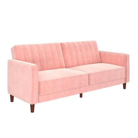 tufted futon transitional dhp velvet pink sofa wayfair