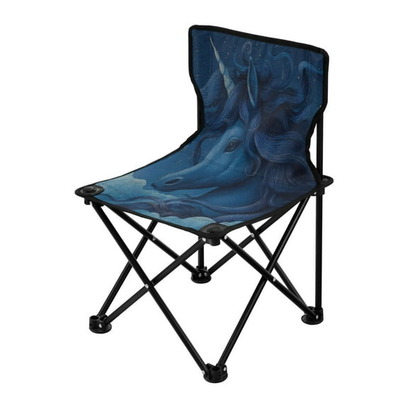 Folding Chair（Maximum weight capacity 220lb）Camping Chair For Camping Picnicking Outdoor Beach and Travel Elegant Blue Unicorn