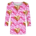 thumbnail image 5 of successthop Pink 3/4 Womens Shirts Casual Valentines Day Clothes Plus Size with Crew Neck Polyester Casual Love Heart Printed Lover Gift Blouse Tops for Valentines Gifts 4XL, 5 of 5