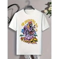 thumbnail image 1 of Graffiti Letters And Cartoon Skeleton Graphic Print, Men's Casual Fit T-shirt, Cool Tee Top Clothes For Men For Summer For Everyday Activities, 1 of 7