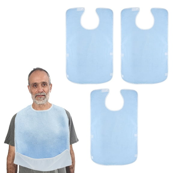 3PCS Washable Adult Bib for Elderly Women Men Adjustable Clothing Protector Large Coverage Feeding Bib for Disabled Adults Nursing Home