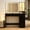 Black, variant on ICEELF White Makeup Vanity Desk with Mirror and Lights, Glass Top Vanity with Jewelry Storage, Power Outlet, 3 Modes, 2 Drawers for Bedroom