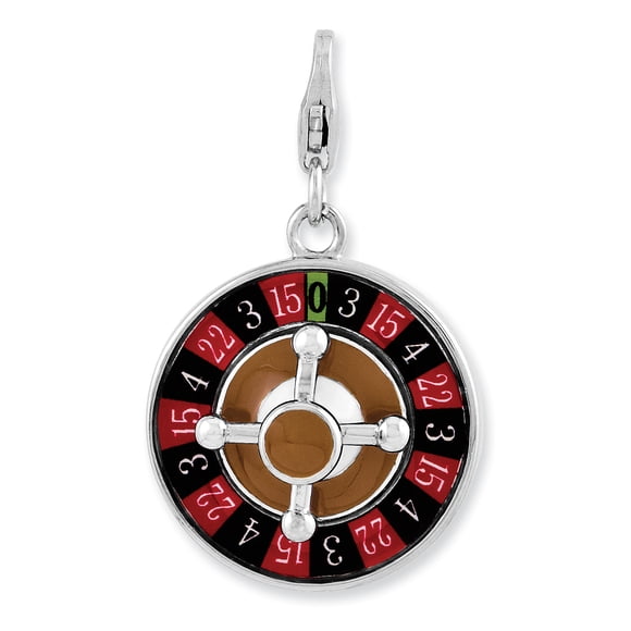 925 Sterling Silver Roulette Wheel Necklace Pendant Charm Gambling